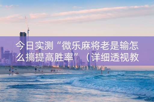 今日实测“微乐麻将老是输怎么搞提高胜率”（详细透视教程）-哔哩哔哩