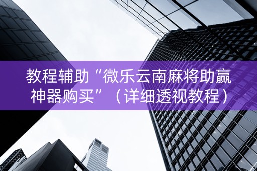 教程辅助“微乐云南麻将助赢神器购买”（详细透视教程）-哔哩哔哩