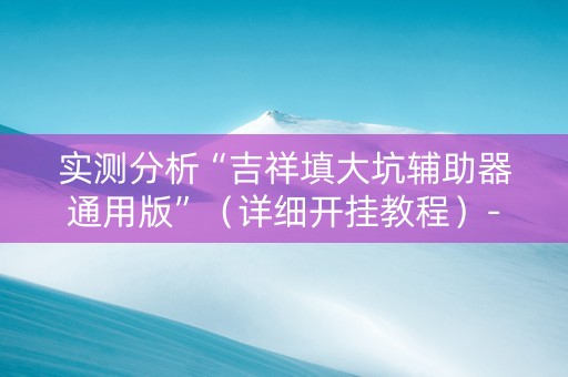 实测分析“吉祥填大坑辅助器通用版”（详细开挂教程）-哔哩哔哩