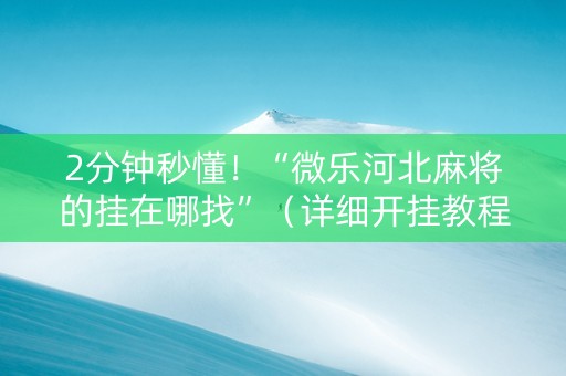 2分钟秒懂！“微乐河北麻将的挂在哪找”（详细开挂教程）-哔哩哔哩