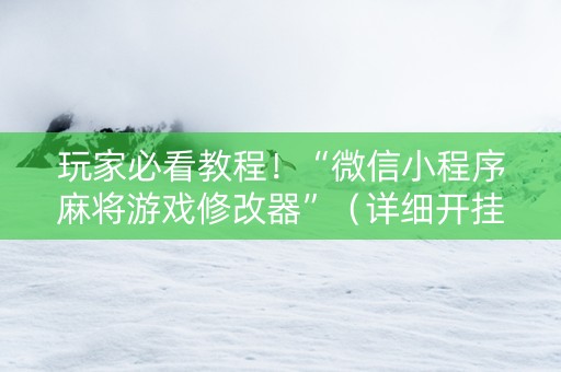 玩家必看教程！“微信小程序麻将游戏修改器”（详细开挂教程）-哔哩哔哩