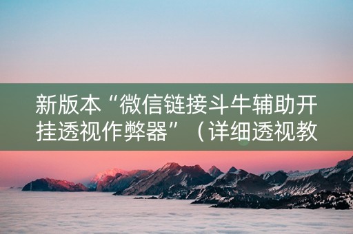 新版本“微信链接斗牛辅助开挂透视作弊器”（详细透视教程）-哔哩哔哩