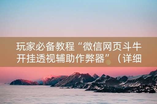 玩家必备教程“微信网页斗牛开挂透视辅助作弊器”（详细透视教程）-哔哩哔哩