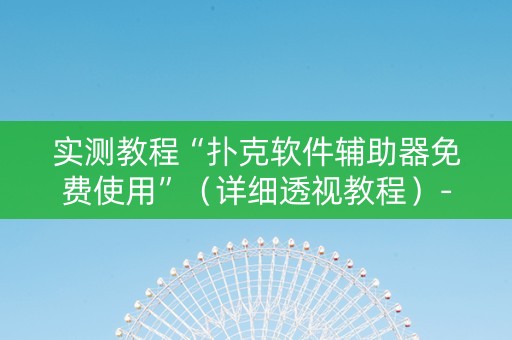 实测教程“扑克软件辅助器免费使用”（详细透视教程）-哔哩哔哩