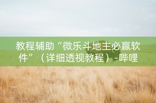 教程辅助“微乐斗地主必赢软件”（详细透视教程）-哔哩哔哩