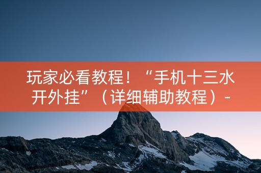 玩家必看教程！“手机十三水开外挂”（详细辅助教程）-哔哩哔哩