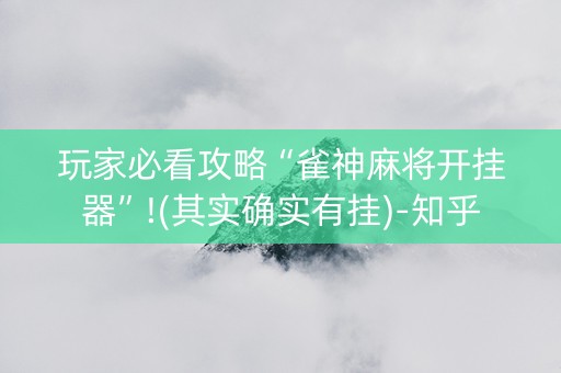 玩家必看攻略“雀神麻将开挂器”!(其实确实有挂)-知乎