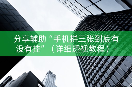 分享辅助“手机拼三张到底有没有挂”（详细透视教程）-哔哩哔哩