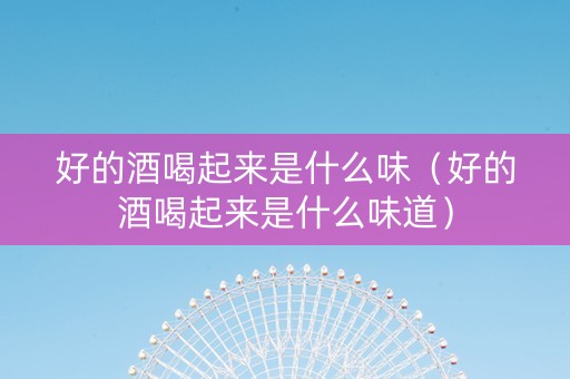 好的酒喝起来是什么味（好的酒喝起来是什么味道）
