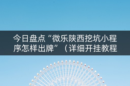 今日盘点“微乐陕西挖坑小程序怎样出牌”（详细开挂教程）-哔哩哔哩