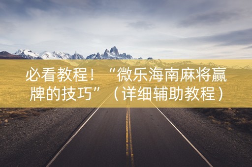 必看教程！“微乐海南麻将赢牌的技巧”（详细辅助教程）-哔哩哔哩