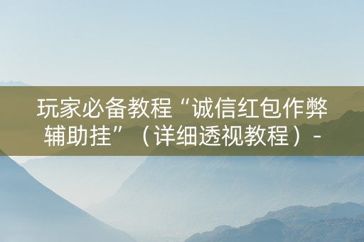 玩家必备教程“诚信红包作弊辅助挂”（详细透视教程）-哔哩哔哩