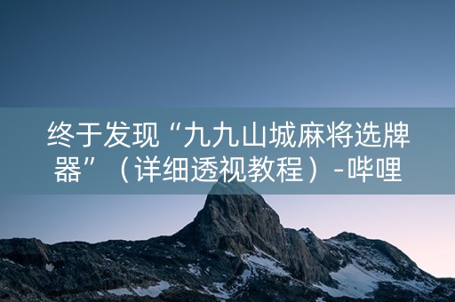 终于发现“九九山城麻将选牌器”（详细透视教程）-哔哩哔哩