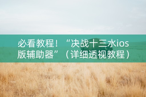必看教程！“决战十三水ios版辅助器”（详细透视教程）-哔哩哔哩