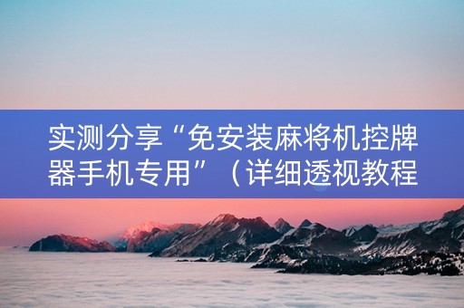 实测分享“免安装麻将机控牌器手机专用”（详细透视教程）-哔哩哔哩