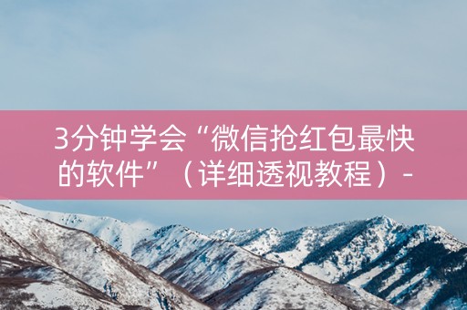 3分钟学会“微信抢红包最快的软件”（详细透视教程）-哔哩哔哩