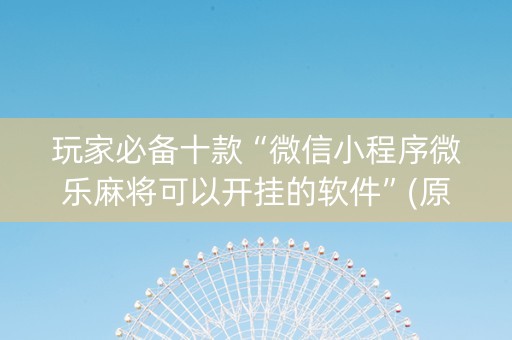 玩家必备十款“微信小程序微乐麻将可以开挂的软件”(原来真的有挂)-知乎