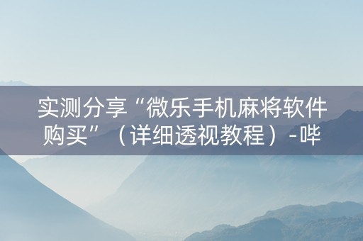 实测分享“微乐手机麻将软件购买”（详细透视教程）-哔哩哔哩