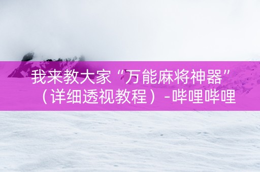我来教大家“万能麻将神器”（详细透视教程）-哔哩哔哩