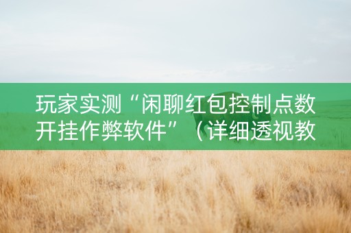 玩家实测“闲聊红包控制点数开挂作弊软件”（详细透视教程）-哔哩哔哩
