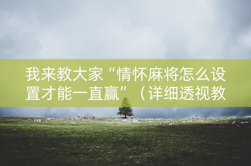 我来教大家“情怀麻将怎么设置才能一直赢”（详细透视教程）-哔哩哔哩