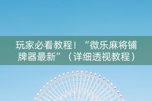 玩家必看教程！“微乐麻将铺牌器最新”（详细透视教程）-哔哩哔哩