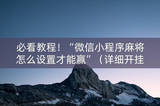 必看教程！“微信小程序麻将怎么设置才能赢”（详细开挂教程）-哔哩哔哩