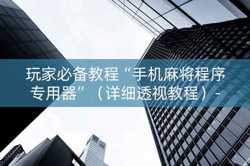 玩家必备教程“手机麻将程序专用器”（详细透视教程）-哔哩哔哩