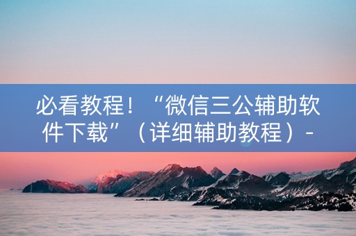 必看教程！“微信三公辅助软件下载”（详细辅助教程）-哔哩哔哩