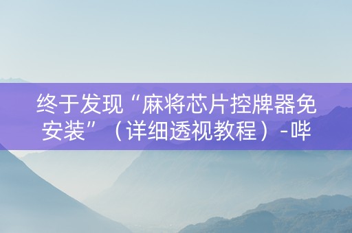终于发现“麻将芯片控牌器免安装”（详细透视教程）-哔哩哔哩