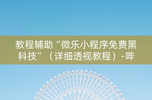 教程辅助“微乐小程序免费黑科技”（详细透视教程）-哔哩哔哩