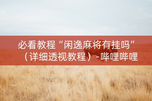 必看教程“闲逸麻将有挂吗”（详细透视教程）-哔哩哔哩