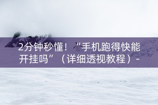 2分钟秒懂！“手机跑得快能开挂吗”（详细透视教程）-哔哩哔哩