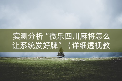 实测分析“微乐四川麻将怎么让系统发好牌”（详细透视教程）-哔哩哔哩
