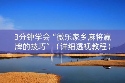 3分钟学会“微乐家乡麻将赢牌的技巧”（详细透视教程）-哔哩哔哩