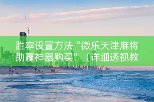 胜率设置方法“微乐天津麻将助赢神器购买”（详细透视教程）-哔哩哔哩