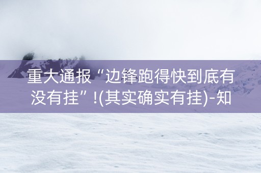 重大通报“边锋跑得快到底有没有挂”!(其实确实有挂)-知乎