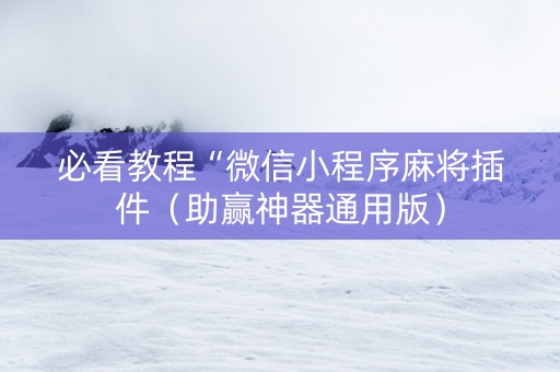 必看教程“微信小程序麻将插件（助赢神器通用版）