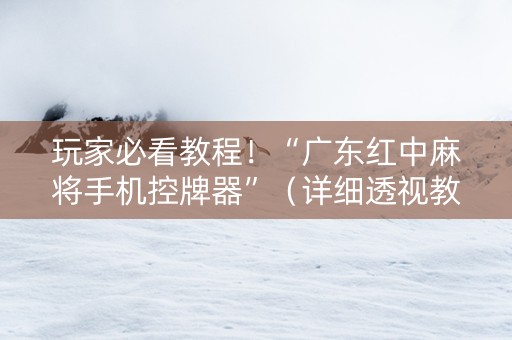 玩家必看教程！“广东红中麻将手机控牌器”（详细透视教程）-哔哩哔哩