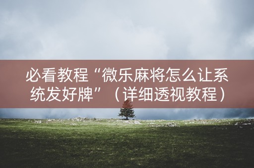 必看教程“微乐麻将怎么让系统发好牌”（详细透视教程）-哔哩哔哩