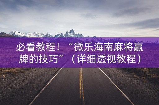 必看教程！“微乐海南麻将赢牌的技巧”（详细透视教程）-哔哩哔哩