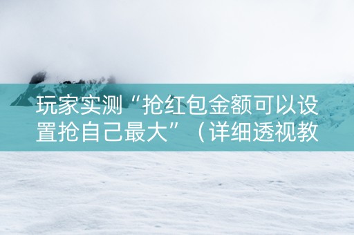 玩家实测“抢红包金额可以设置抢自己最大”（详细透视教程）-哔哩哔哩