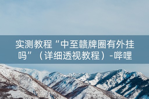实测教程“中至赣牌圈有外挂吗”（详细透视教程）-哔哩哔哩