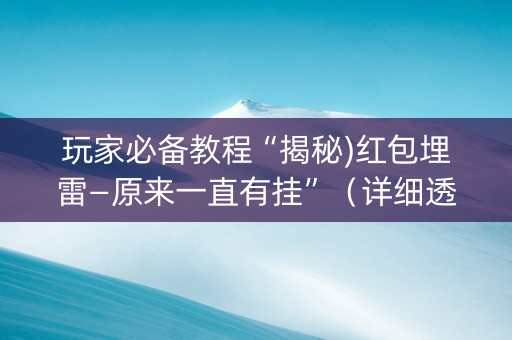 玩家必备教程“揭秘)红包埋雷—原来一直有挂”（详细透视教程）-哔哩哔哩