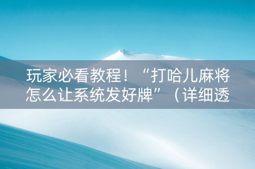 玩家必看教程！“打哈儿麻将怎么让系统发好牌”（详细透视教程）-哔哩哔哩