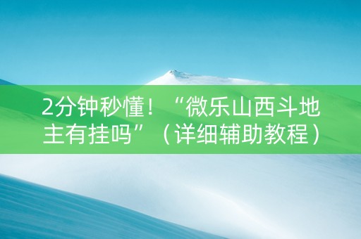 2分钟秒懂！“微乐山西斗地主有挂吗”（详细辅助教程）-哔哩哔哩