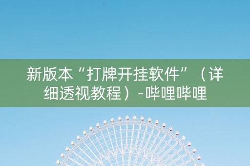 新版本“打牌开挂软件”（详细透视教程）-哔哩哔哩