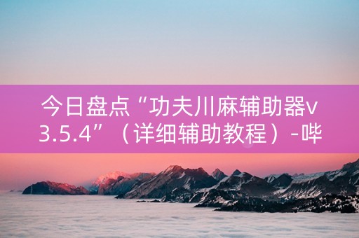 今日盘点“功夫川麻辅助器v3.5.4”（详细辅助教程）-哔哩哔哩