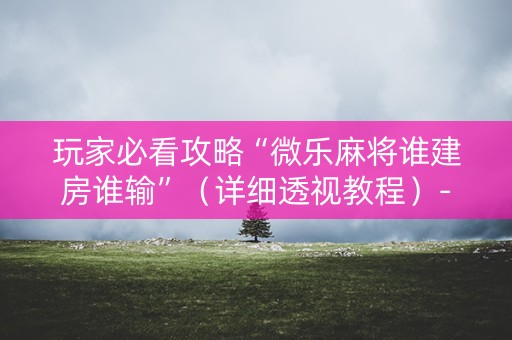 玩家必看攻略“微乐麻将谁建房谁输”（详细透视教程）-哔哩哔哩