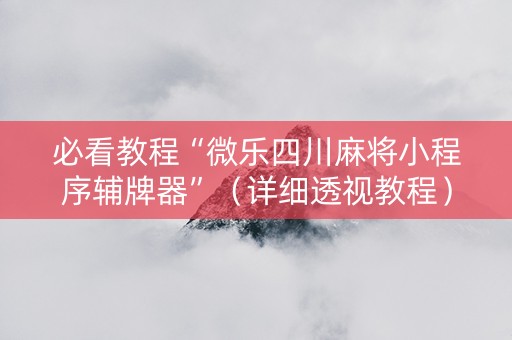 必看教程“微乐四川麻将小程序辅牌器”（详细透视教程）-哔哩哔哩